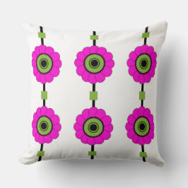 ピンクモダンと緑のフローラ クッション