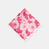 ピンクモダンと赤のケシの切り離しとクラフト スタンダードカクテルナプキン (角)
