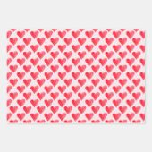 ピンクモダンと赤のバレンタインデーのパターン ラッピングペーパーシート (正面)