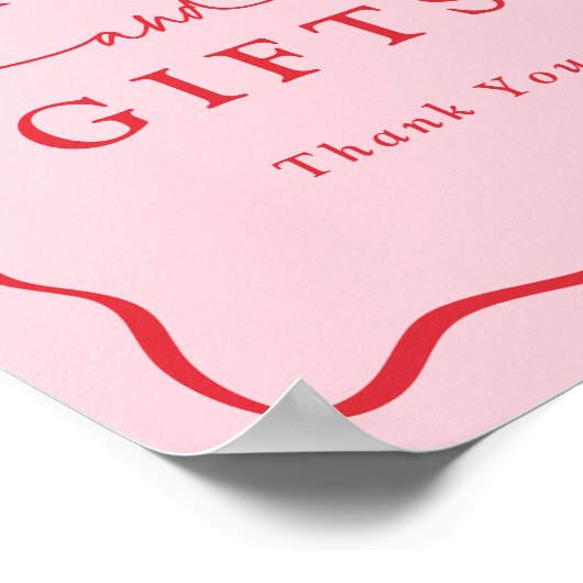 ピンクモダンと赤の波状のフレームカードとギフト ポスター (角)