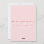 ピンクモダンと赤の波状写真 シーズンカード (裏面)