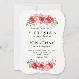 ピンクモダンと赤の結婚式招待状 招待状