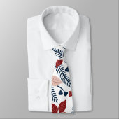 ピンクモダンと赤の花柄 ネクタイ (タイ)