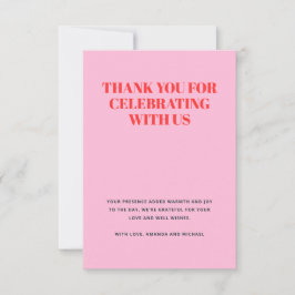 ピンクモダンと赤 サンキューカード