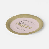 ピンクモダンと金ゴールドのガーリーハートパーティー ペーパープレート (アングル)