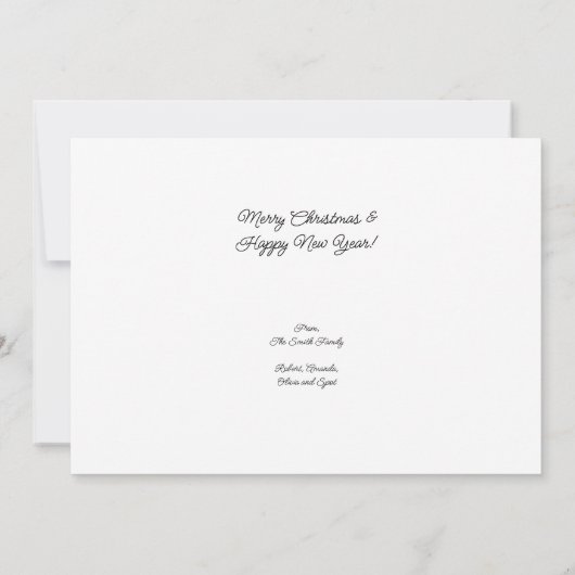 ピンクモダンと金ゴールドのクリスマスフォト ノートカード (裏面)