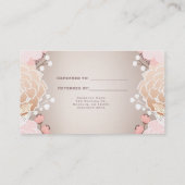 ピンクモダンと金ゴールドのフローラ植物学は友人を参照 紹介カード (裏面)