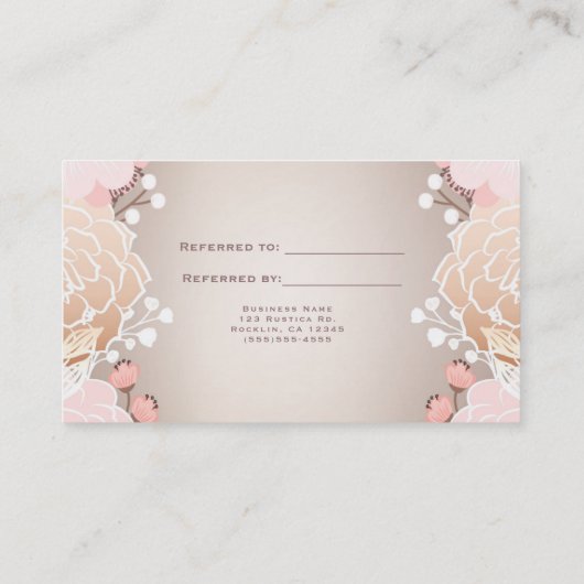 ピンクモダンと金ゴールドのフローラ植物学は友人を参照 紹介カード (裏面)