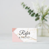 ピンクモダンと金ゴールドの大理石が友達を参照 紹介カード (スタンド正面)