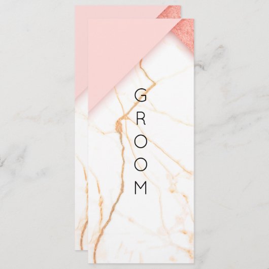 ピンクモダンと金ゴールドの大理石の予約チェア記号 メニュー (正面/裏面)