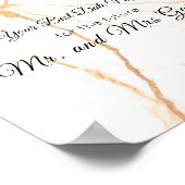 ピンクモダンと金ゴールドの大理石の日付の夜印 ポスター (角)