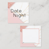ピンクモダンと金ゴールドの大理石の日付ナイトカード スクエア名刺 (正面/裏面)