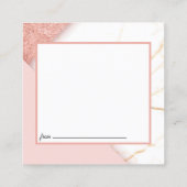 ピンクモダンと金ゴールドの大理石の日付ナイトカード スクエア名刺 (裏面)