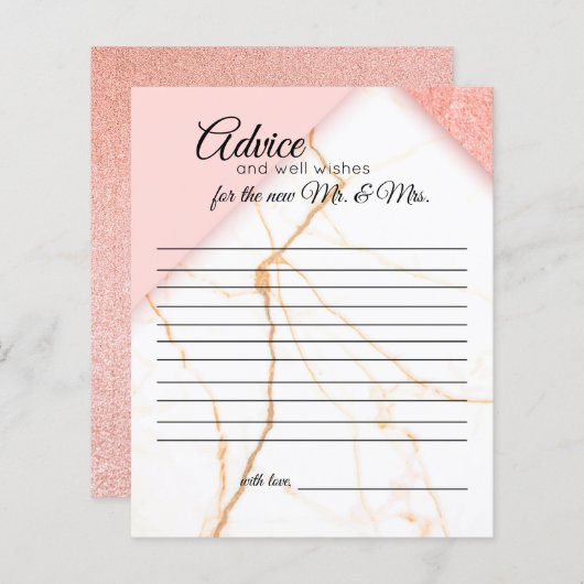 ピンクモダンと金ゴールドの大理石アドバイスカード (正面/裏面)