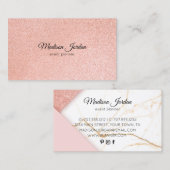 ピンクモダンと金ゴールドの大理石グリッター 名刺 (正面/裏面)