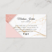 ピンクモダンと金ゴールドの大理石グリッター 名刺 (裏面)