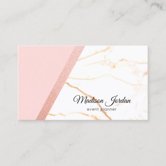 ピンクモダンと金ゴールドの大理石グリッター 名刺 (正面)