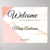 ピンクモダンと金ゴールドの大理石シャワーポスター ポスター (正面)