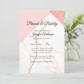 ピンクモダンと金ゴールドの大理石シャワー招待状 (スタンド正面)