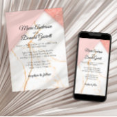 ピンクモダンと金ゴールドの大理石結婚式招待状 招待状