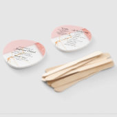 ピンクモダンと金ゴールドの大理石結婚式 プログラム ハンドファン (組立なし)