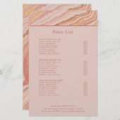 ピンクモダンと金ゴールドの抽象芸術エレガント価格表 (正面/裏面)