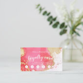 ピンクモダンと金ゴールドの水彩色のブロ 名刺 (スタンド正面)