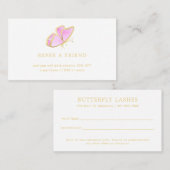 ピンクモダンと金ゴールドの蝶エレガント 紹介カード (正面/裏面)