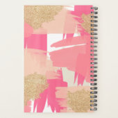ピンクモダンと金ゴールドグリッターの抽象芸術パターン プランナー手帳 (裏面)