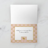 ピンクモダンと金ゴールドグリッターフラミンゴ誕生日 カード (内部)