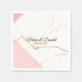 ピンクモダンと金ゴールドグリッター大理石 スタンダードカクテルナプキン (正面)