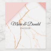 ピンクモダンと金ゴールドグリッター大理石 ワインラベル (シングルラベル)