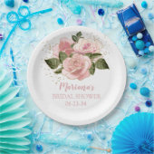 ピンクモダンと金ゴールドバラブライダルシャワー ペーパープレート (パーティー)