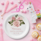 ピンクモダンと金ゴールドバラブライダルシャワー ペーパープレート (パーティー)