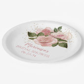 ピンクモダンと金ゴールドバラブライダルシャワー ペーパープレート (アングル)