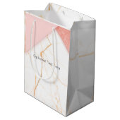 ピンクモダンと金ゴールドマーブルカスタム ミディアムペーパーバッグ (裏面アングル)