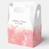 ピンクモダンと金ゴールドマーブル結婚ズ フェイバーボックス (オープン)