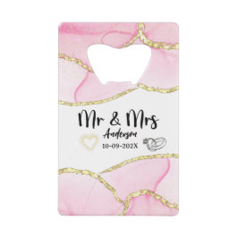 ピンクモダンと金ゴールドミセス クレジットカード栓抜き