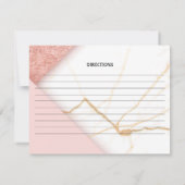 ピンクモダンと金ゴールド大理石の結婚レシピカード ノートカード (裏面)