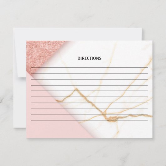 ピンクモダンと金ゴールド大理石の結婚レシピカード ノートカード (裏面)