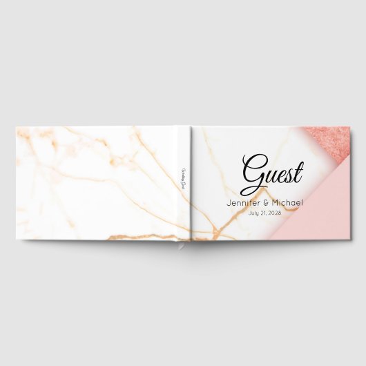 ピンクモダンと金ゴールド大理石 ゲストブック (全面)