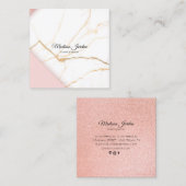 ピンクモダンと金ゴールド大理石 スクエア名刺 (正面/裏面)