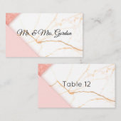 ピンクモダンと金ゴールド大理石 プレイスカード (正面/裏面)