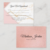 ピンクモダンと金ゴールド大理石 予約カード (正面/裏面)