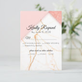 ピンクモダンと金ゴールド大理石 出欠カード (スタンド正面)