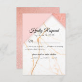 ピンクモダンと金ゴールド大理石 出欠カード (正面/裏面)