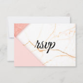 ピンクモダンと金ゴールド大理石 出欠カード (正面)