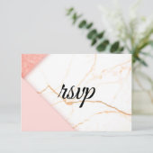 ピンクモダンと金ゴールド大理石 出欠カード (スタンド正面)