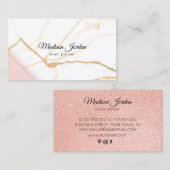 ピンクモダンと金ゴールド大理石 名刺 (正面/裏面)