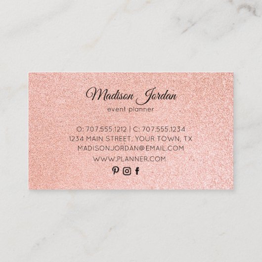 ピンクモダンと金ゴールド大理石 名刺 (裏面)